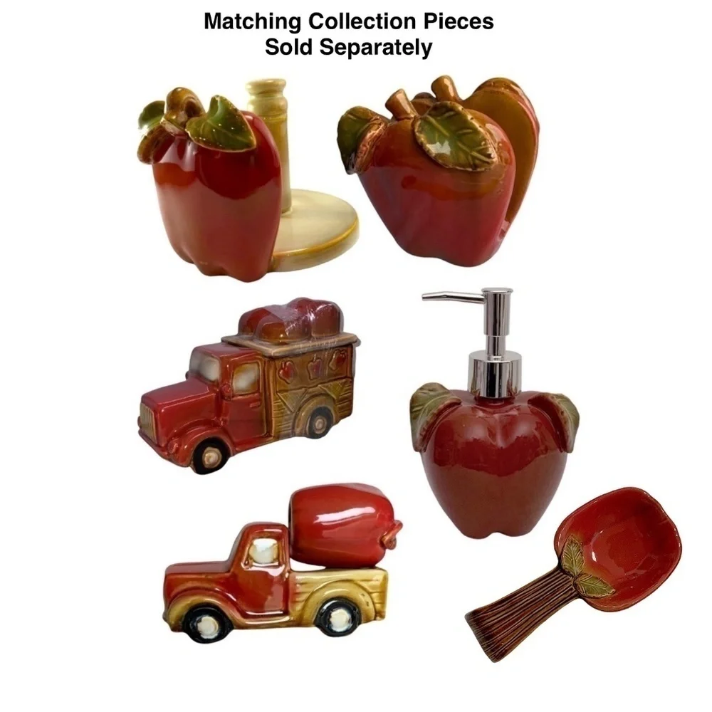 Apple Theme Spoon Rest Rich Rustic Harvest Apple Artisan Ceramic Hand Painted